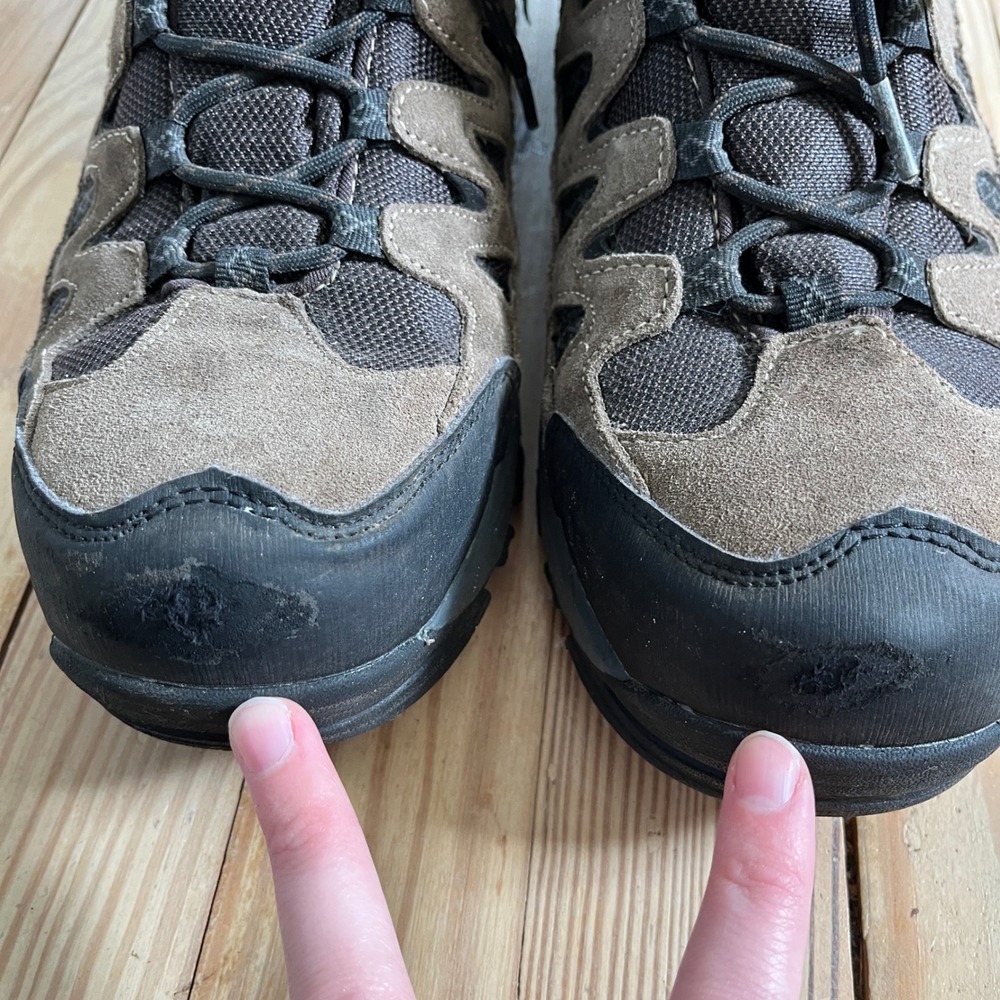 Eddie Bauer Mens 10 Waterproof Hiking Boots Brown Suede Mesh Mid Top Trail Shoes - Picture 5 of 9